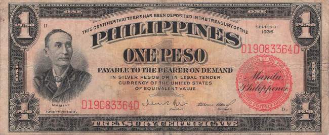 Philippinen 1 Peso 1936 p.81